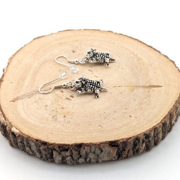 Navajo Jewelry Horned Toad Dangle Earrings Sterling Silver Handmade *** - Picture 7 of 10